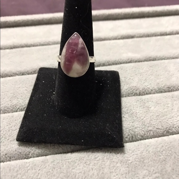 New Sterling Silver Teardrop Pink Tourmaline in Quartz Ring Size 8.5-8.75 Gem - Picture 8 of 16